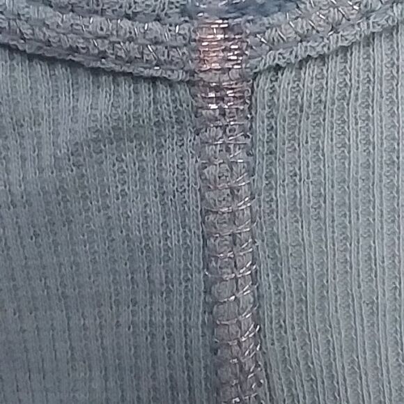 Aerie Y2K Light Blue / Green ribbed tank top Silver Stitching with Silve… - Picture 4 of 7